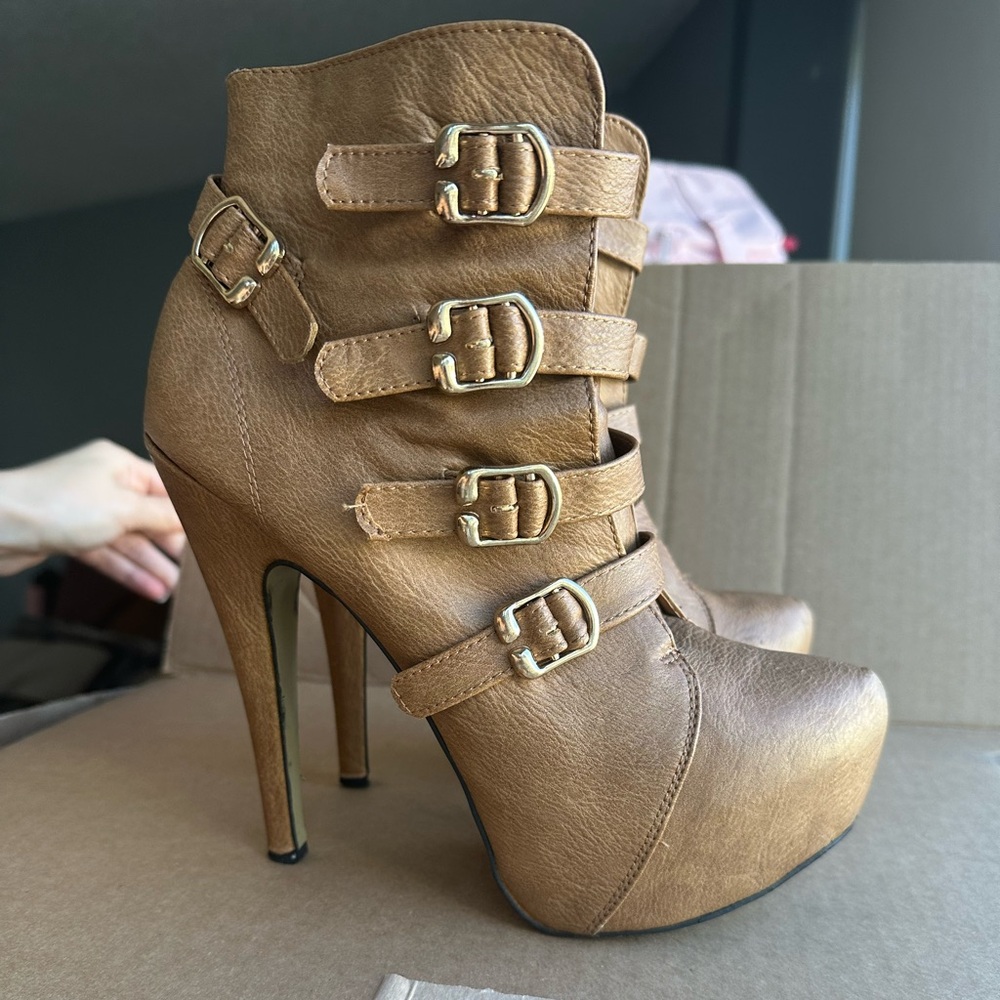 Stylish Tan High Heel Boots